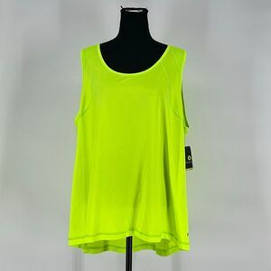 NWT XERSION Women’s Tank Top 3X Shocking Lime Sleeveless Athletic Quick Dri Mesh